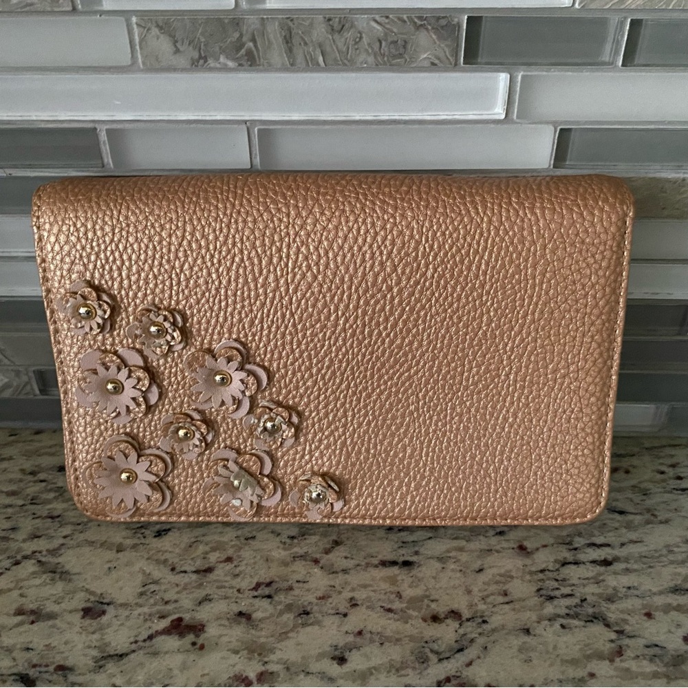 Boho floral clutch wallet rose gold wallet festival travel card slots